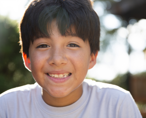 a kid smiling